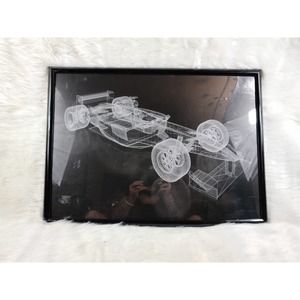 90s Vintage Art Deco Blueprint Art Formula 1 Racing Art Print 29in × 21in